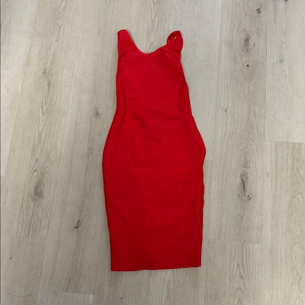 House of CB Vibrant Red Bodycon Flattering Sexy Date Midi Dress